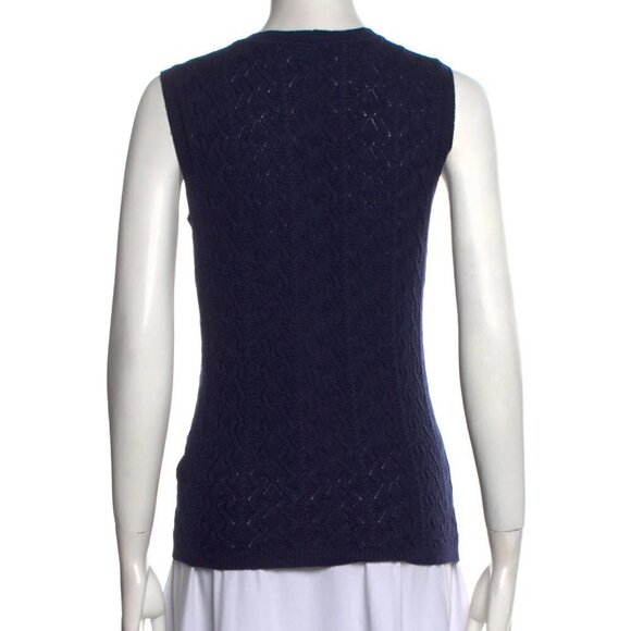 New Carolina Herrera Cashmere/Silk/Wool Crewneck Sleeveless Knitted Vest Sweater - Picture 6 of 11